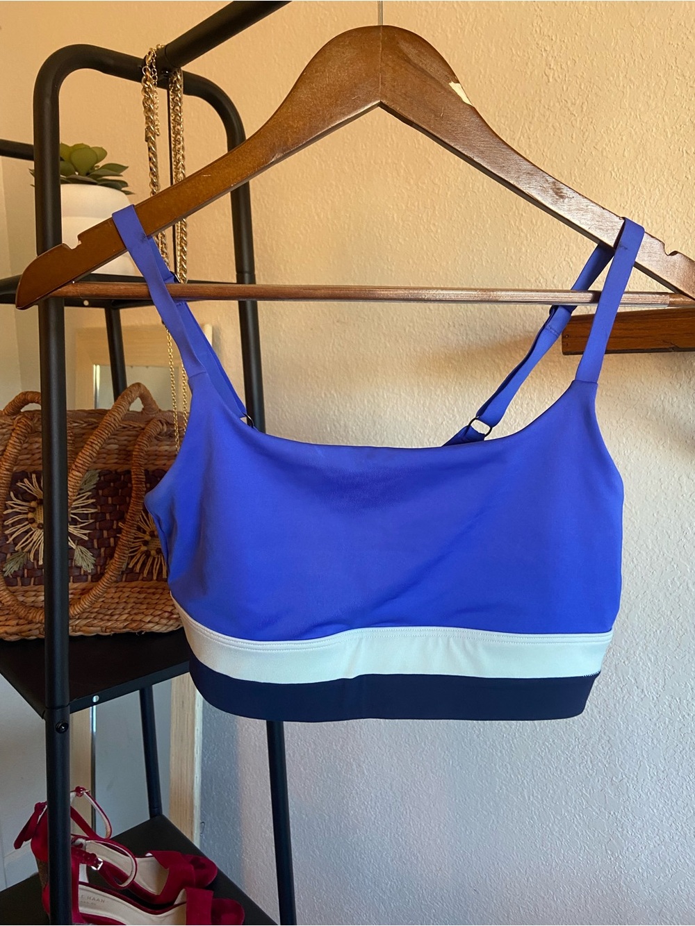 Athleta Blue & White Colorblock Sports Bralette